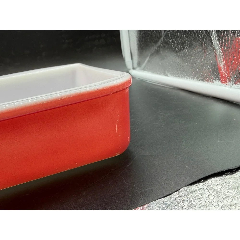 Vintage Pyrex Red Milk Glass Square Baking Dish 8 Inch Cake Pan 222
